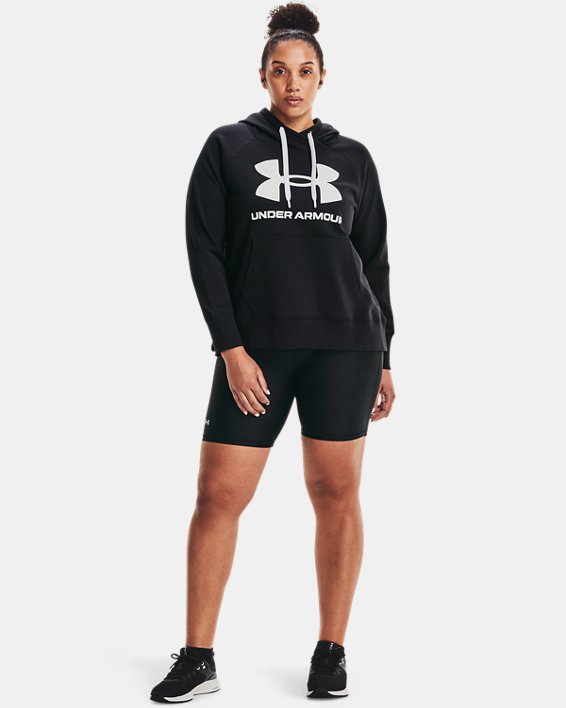 Sweat à capuche avec logo UA Rival Fleece pour femmes, Black, pdpMainDesktop image number 2